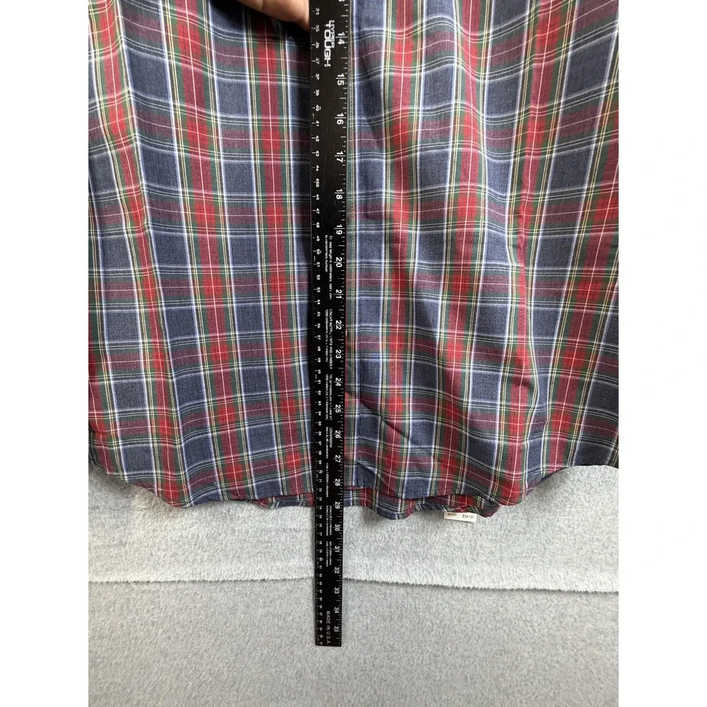 Arrow Shirt Mens Medium Blue Red Plaid Button Down Long Sleeve Cotton Blend‎